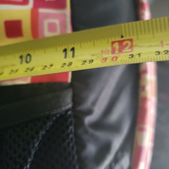 LL BEAN abstract design Backpack pink red yellow white black reflective strip + - Picture 11 of 11